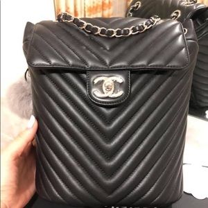 Chanel Small Chevron Urban Spirit Backpack in Blac